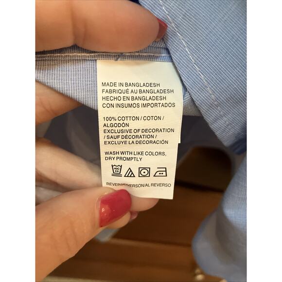 Izod Button Down Shirt Men 4XL Big Blue Premium Essentials Long Sleeve Collared - Picture 8 of 12